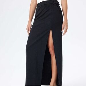 Cider Black Maxi Skirt High Slit- XXS